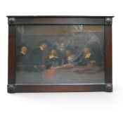 Framed print of the Syndics of the Drapers Guild, by Rembrandt, in carved oak frame glaze. (H: