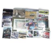 An interesting collection of F1 and race car prints and postcards, together with large photocopy