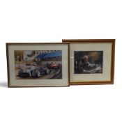 Framed print depicting Stirling Moss racing during 1965 Monaco GP together with limited edition