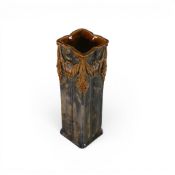 A Royal Doulton Lambeth Ware vase , Art nouveau in style , with embossed floral swags from the top