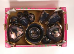 A collection of Carlton Ware Blue Iris pattern pieces to include Large Ginger Jars , bowls, vases,