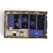 Swarovski Jewellery Sets to include:- Rhodium plated 'Y' necklace and drop earrings featuring red/