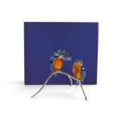 Swarovski Crystal 'Silver Lake' Collection Paradise Kingfishers (945090) retired 2013 designed by