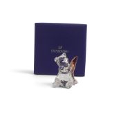 Swarovski Bear with Fish (5536772) retired 2022 designed by Heinz Tabertshofer, presented in clear