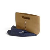 Swarovski Genuine beige leather Hand Bag with a distinctive crystal-embellished strip down the