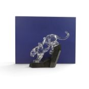 Swarovski crystal Panther (874337) retired 2011 designed by Heinz Tabertshofer in clear crystal