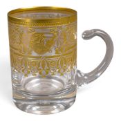 De Lamerie selection of heavily decorated gilt glass cups and two saucers (12)