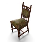 A Victorian upholstered hall chair, featuring floral patterned fabric & turned legs, H100cm x