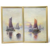 Two Oil on canvas Paintings , featuring Sea Scenes with sailing boats ,artist signature to bottom