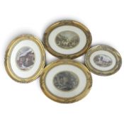 A group of 4 early 20th century Prints all mounted in ornate oval frames, various country scenes,