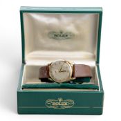 Rolex 9ct gold Precision wristwatch with subsidiary seconds dial, d.31mm, c1960, with leather strap,