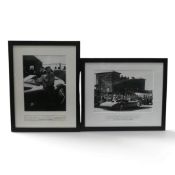 Framed black and white photographs featuring Sir Malcolm Campbell, Donald Campbell and Bluebird,