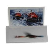 John Ketchell, Hillory in Motion, fine art print depicting Stirling Moss & Juan Manuel Fangio,