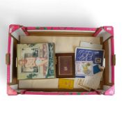 A mixed selection of costume Jewellery and coins to include:- Brooches, bracelet, necklaces,