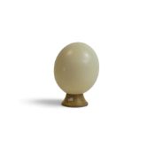 An Ostrich egg on stand, Egg hollowed from hole to base. egg height app 15cm