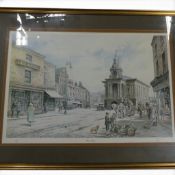 A limited edition signed Print 'Burslem Saturday' featuring Burslem Town Centre, by Anthony Forster,