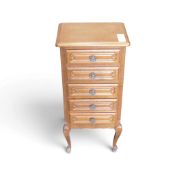 A French Louis XV-style chest of Five drawers, H81cm x W38cm x D28cm.