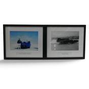 Framed photograph of Donald Campbell and Bluebird, Barmera 1964, and colour photograph of Donald