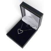 9ct white gold & (0.5ct total) diamond set pendant & 9ct 45cm chain. With COA. 1.95g.