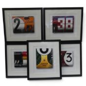 A collection of framed racing Colours Collection art prints by Simon Owen featuring Ferrari 156