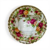 Royal Albert 'Old Country Roses' twenty two piece tea set to include:- Tea pot, six tea cups, six