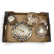 A group of Royal Crown Derby Imari 2451 pattern items to include a Dinner plate, Tea plate & Trio (