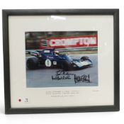 Framed Colin Taylor photograph of Jackie Stewart, Tyrrell, Brands Hatch 1972, signed by Jackie