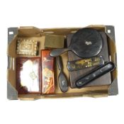 Lacquered Boxes two with Oriental Design, rectangular wooden box with intricate design to