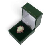 Opal & pink sapphire ring size L, with COA, 4.72g.