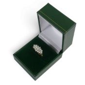 9ct gold & diamond boat shaped ring size N, total carat weight 1.0ct appx. With COA. 2.4g.