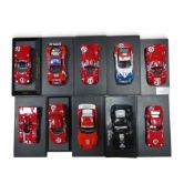 A collection of mainly 1:43 scale Redline diecast model cars featuring various Ferrari's including