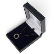 9ct rose gold & 0.5ct (total) pink diamond set pendant & 9ct 45cm chain. With COA. 1.81g.