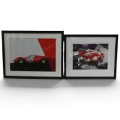 Framed art print depicting a Ferrari 330 P4, Le Mans 1967, limited edition no.6 of 100, together
