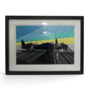Framed Joel Clark art print, Bluebird CN7, Pushing Back, limited edition no.2 of 100. (H: 53cm x