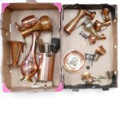 A collection of Copper, Brass & copper effect items to include a Fireside Companion set including