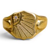 Gentleman's 18ct gold diamond signet ring, size U, 5.5g.