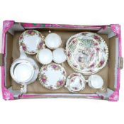 A selection of Royal Albert Old Country Rose tea wares to include Teapot, Cream Jug, Covered Sugar