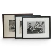 Framed black and white signed photograph of José Froilan Ganzalez, Scuderia Ferrari. (H: 42cm x W: