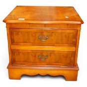 Walnut veneered cabinet with pull down door, with two false drawers, 52 x 48cm.