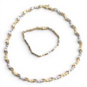 14ct yellow & white gold necklace and matching bracelet, marked Atasay 585, 22.5g, in velvet
