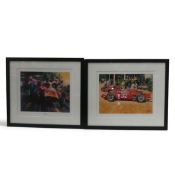 Framed John Ketchell print titled Epic Victory, depicting Juan Manuel Fangio driving a Maserati