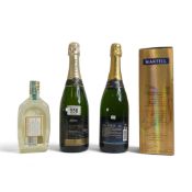 Four bottles of Alcohol to include Martel Fine Cognac 70cl, a Bottle of Lanson Black Label