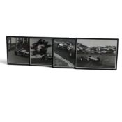 Framed black and white classic motorsport photographs featuring John Surtees, 1964 Dutch GP, Denny