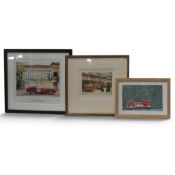 Framed art work by Simon Owens titled Vintage 59, works Ferrari 250 Testa Rossa, limited edition