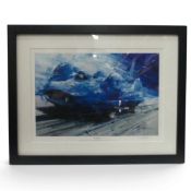 Framed John Ketchell art print titled Blue Lightening, Donald Campbell & Bluebird CN7, landspeed