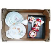 Wedgwood Clarice Cliff 'Bizarre' Collection to include coffee pot, sugar bowl & cream jug (boxed).
