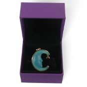 9ct gold pendant Aqua Chalcedony (The African blue moon) & AAA Tanzanite, 35mm high. With COA. 5.