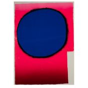 Rupprecht Geiger (1908 München - 2009 ebenda), 'Blauer Kreis mit schwarzem Rand auf Rot', 1961