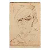 Conrad Felixmüller (1897 Dresden - 1977 Berlin), Selbstbildnis (Kopf mit Händen), 1915