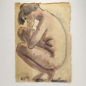 Erich Kuhn (1890 Berlin - 1967 Frankfurt am Main), Hockender Akt, 1927